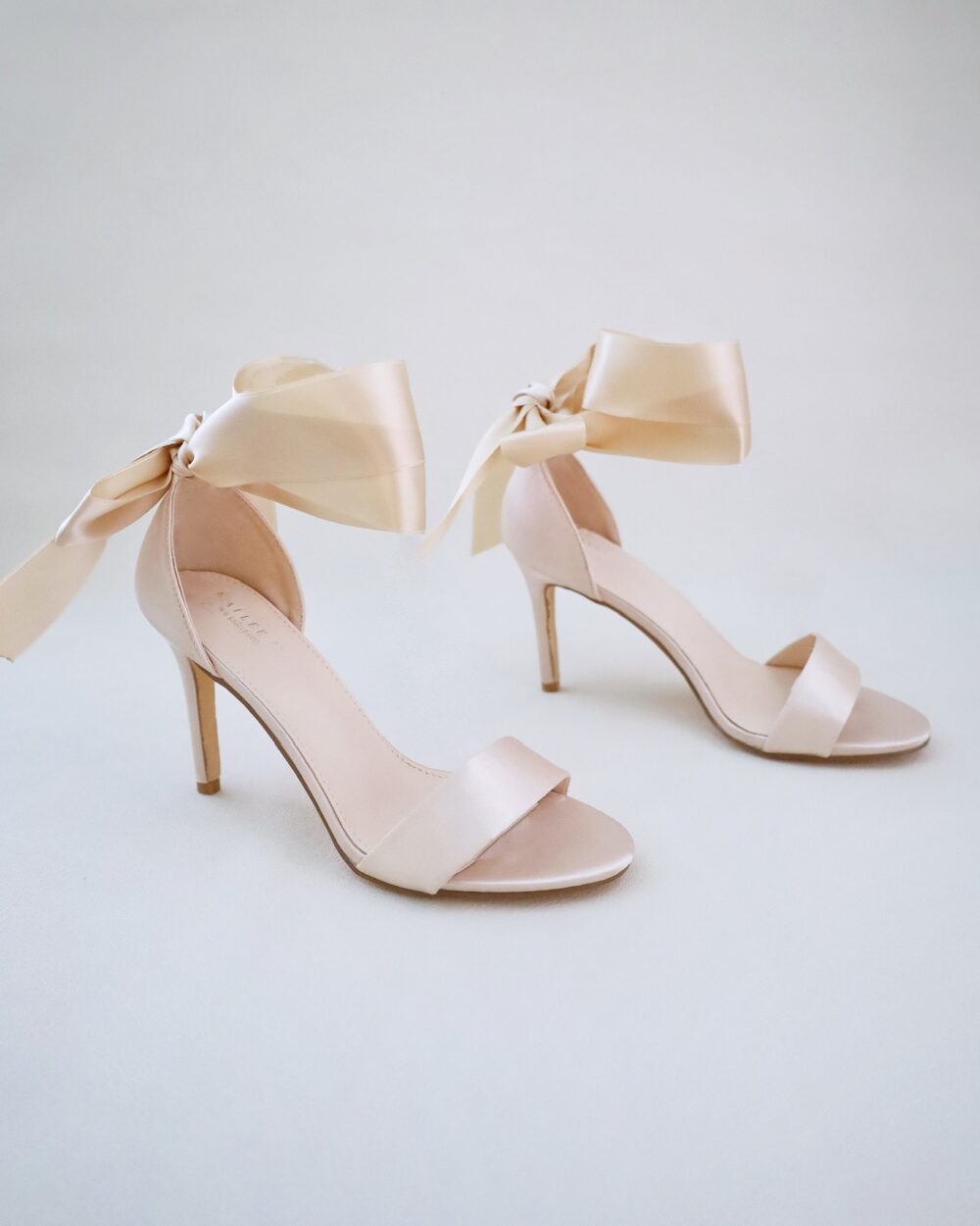 Champagne Satin High Heel Evening Sandals With Wrapped Ankle Tie, Wedding Shoes, Bridesmaids Sandals, Holiday Fall Heels