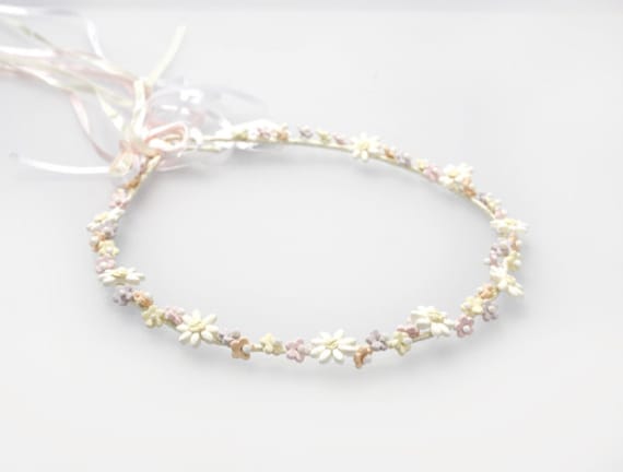 First Communion Crown Confirmation Floral Catholic Baptism Handmade Child Tiara For Baby Church Holy Hair Wreath