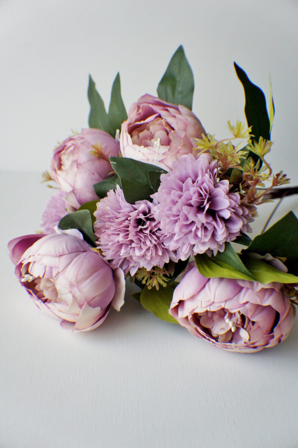 Dusty Rose Peony Bunch Mauve Gold Silk Artificial Flowers