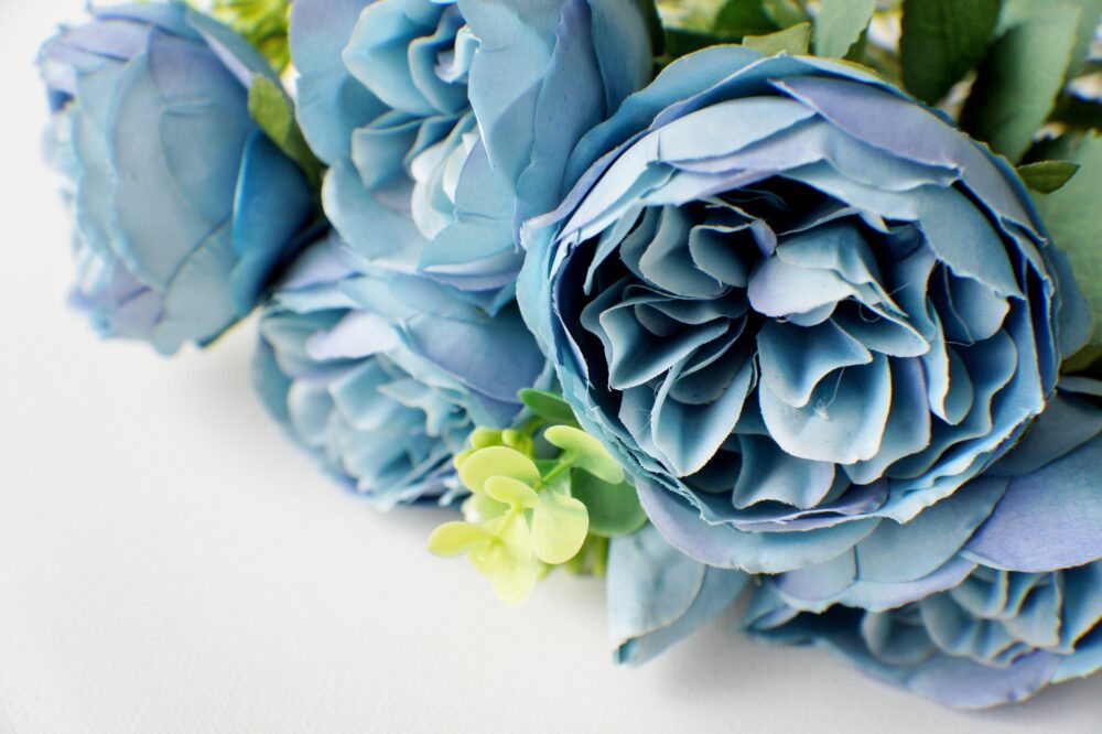 Dusty Blue Peony Bunch, Off White Silk Artificial Flowers, Diy Wedding Flowers, Floral Stems, Flower Bunch, Home Accents, Center Piece