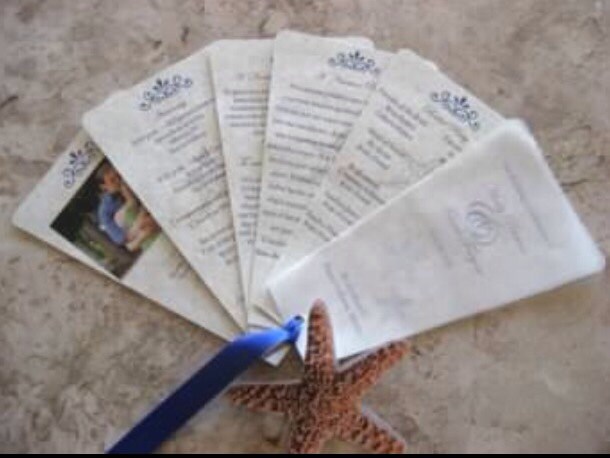 Wedding Programs - Fan Style | 25 | Wedding Program With Ribbon| Beach Brochure
