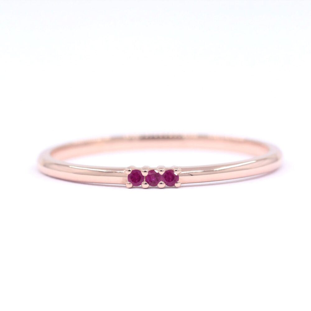 Dainty 14K Gold Ruby Ring Thin Stacking Band