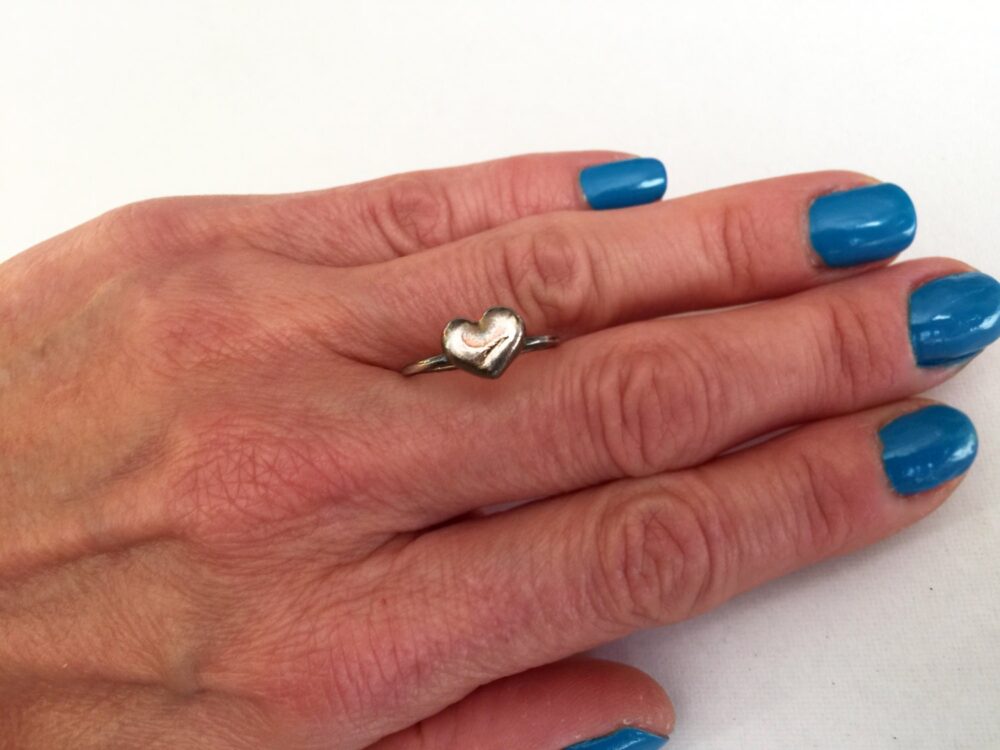 Tiny Heart Ring, Dainty Charm Silver Rings, Stackable Midi Minimalist Rings