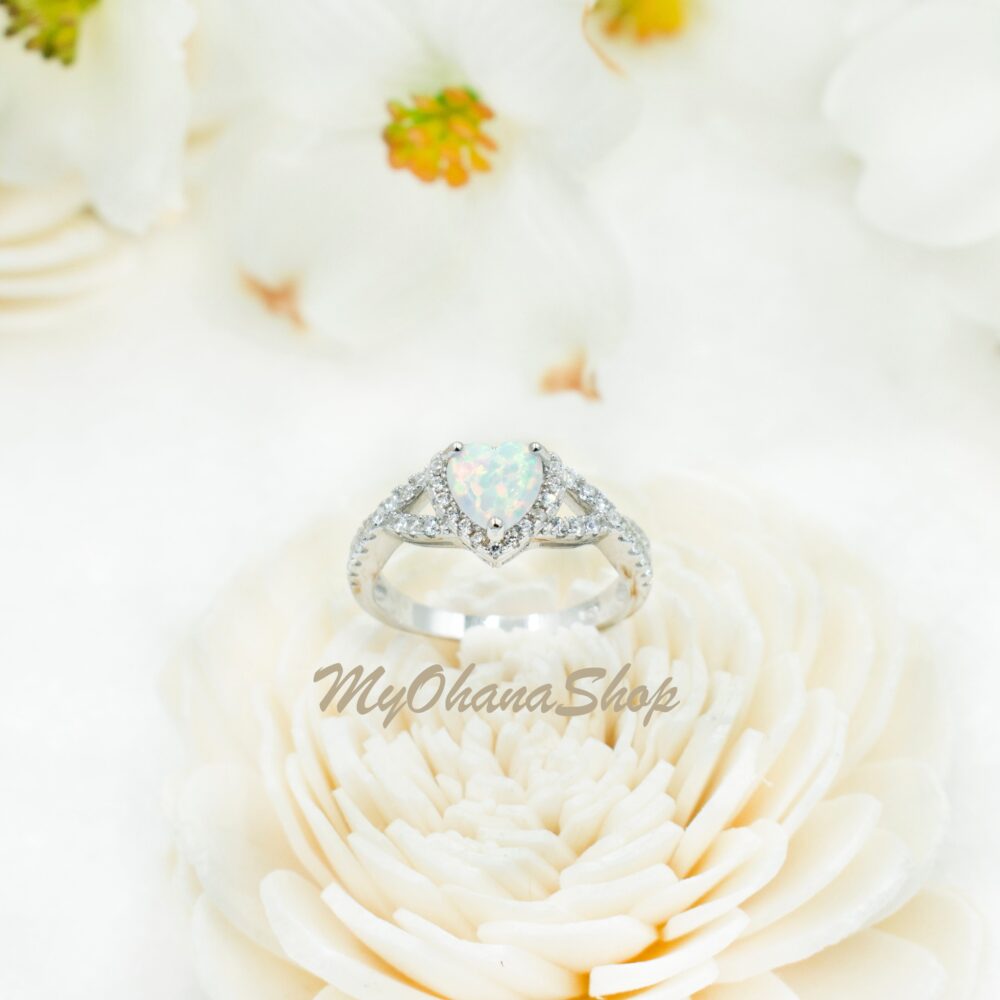 925 Sterling Silver Opal Heart Ring With Cz For Women Girls. Love Infinity Engagement, Wedding Ring. Valentine's Day Gift Her
