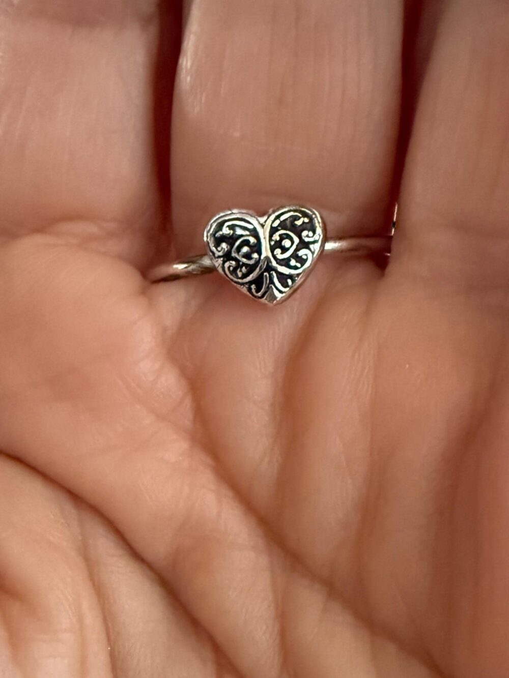 Tiny Heart Ring, Dainty Charm Silver Rings, Stackable Midi Minimalist Rings