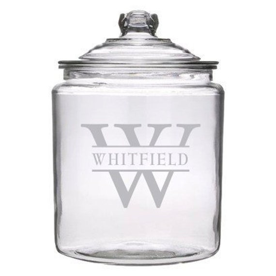 Personalized Etched Glass Apothecary Jar, Monogrammed Family Name
