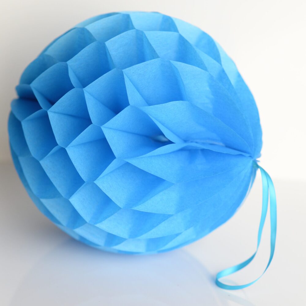 Fiesta Blue Tissue Paper Honeycomb Ball-Hanging Wedding Party Decorations-Paper Lantern-Birthday Decor-Round Ball-Nursery -Royal