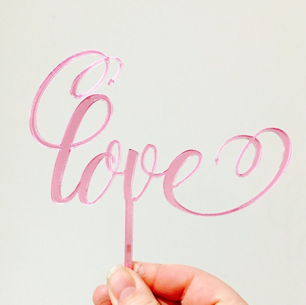 Romantic Love Cake Topper - Elegant Acrylic Decoration For Weddings & Anniversaries Customizable Colors Little Dance