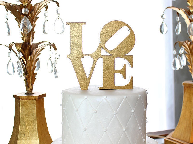 Love Cake Topper Hand Painted Baltic Birch Wedding Anniversary Decor