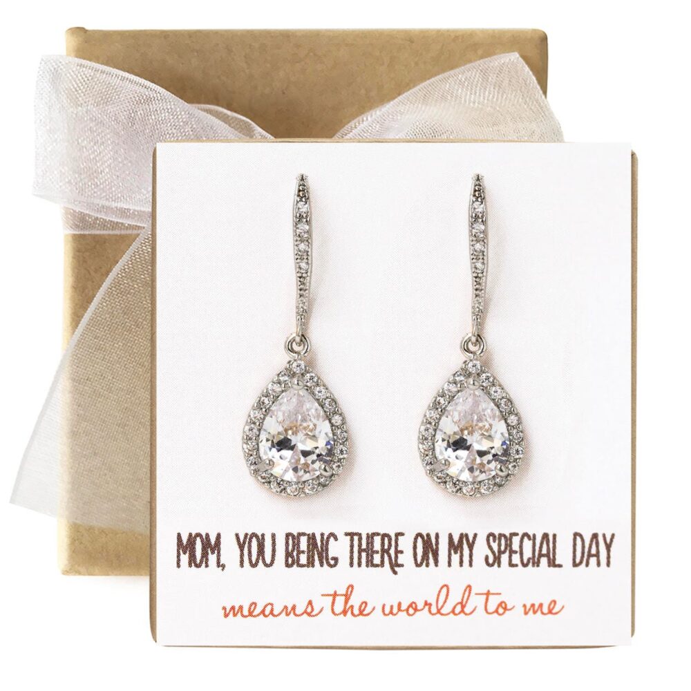 Mother Of The Bride Gift, Wedding Groom Bridal Shower Jewelry, Dangle Earrings, Crystal Jewelry