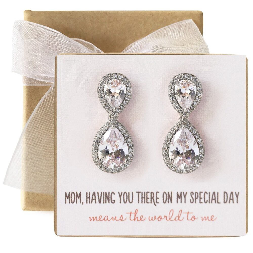 Mother Of The Bride Gift, Groom Bridal Shower Wedding Dangle Earrings