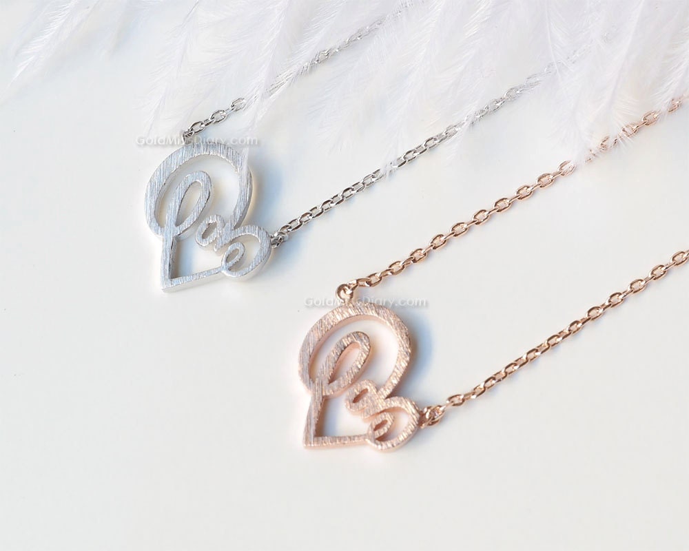 Silver Open Heart Love Necklace, Open Heart Necklace, Dainty Wedding Gifts, Bridesmaid Gifts