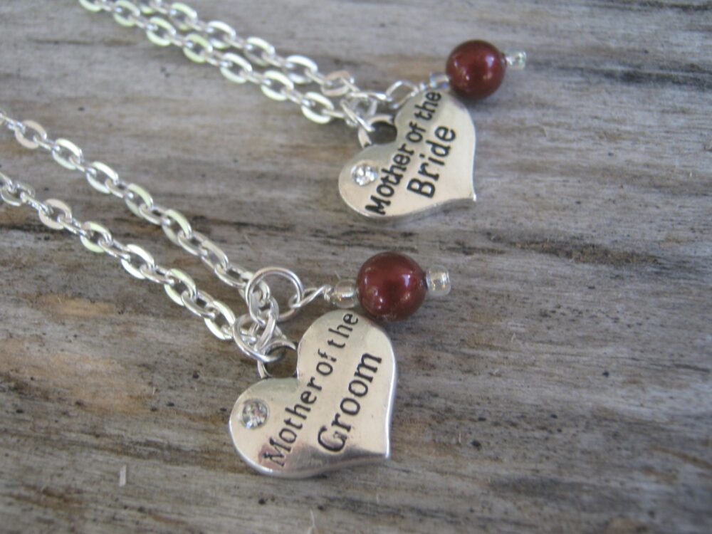 Mother Of The Bride & Groom Necklace, Personalized & Jewelry, Pearl Heart Bridal Choose Color