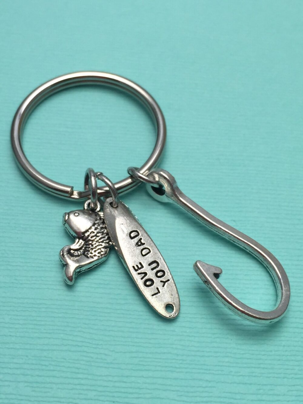 Fishing Keychain, Father's Day Hook Gift For Dad, Fish Father Keychain