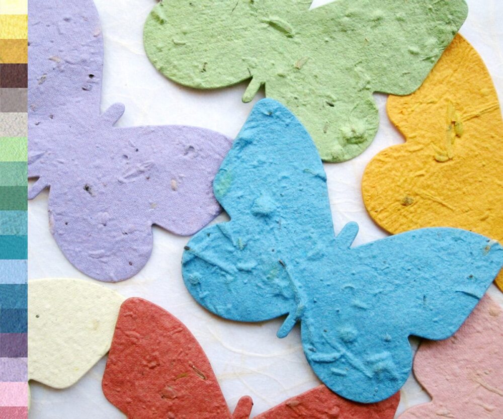 100 Flower Seed Paper Butterflies - Diy Wedding Place Cards Cornflower Blue Lilac Sage Etc