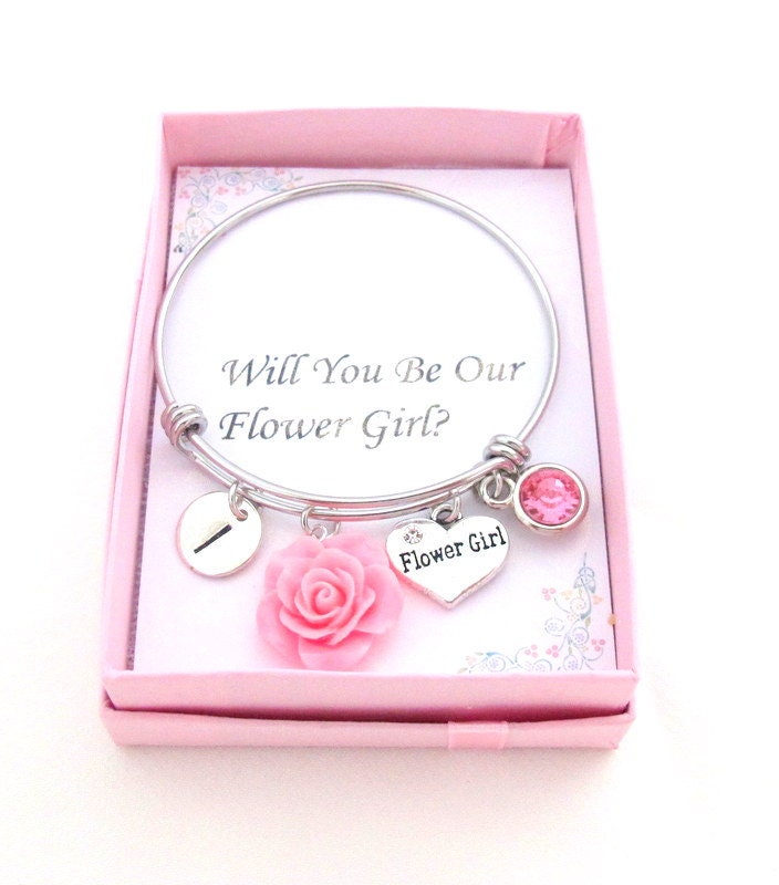 Personalized Flower Girl Bracelet, Girl Bangle, Jewelry, Child Size Gift, Will You Be Our Flower