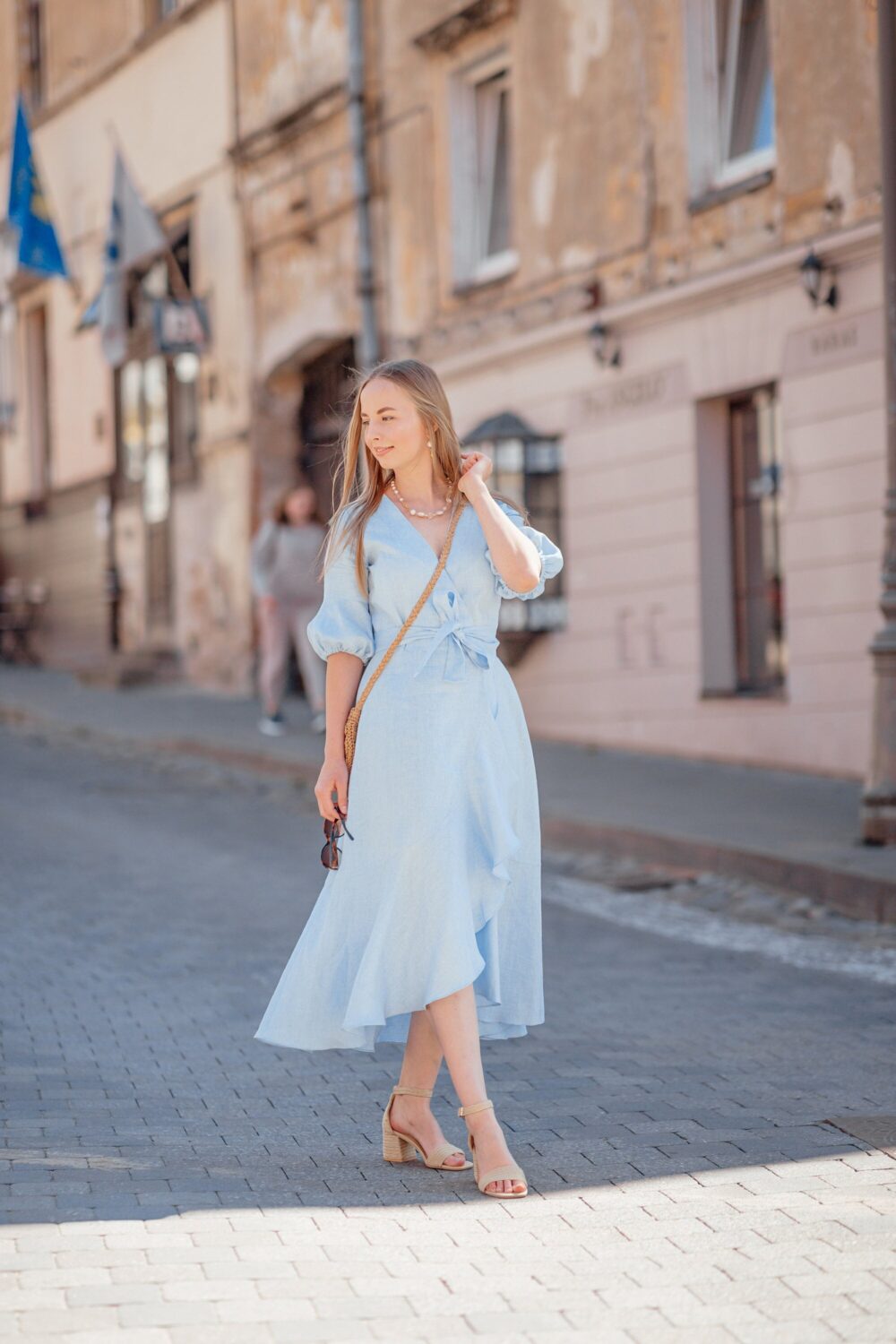 Linen Wrap Dress, Long Bohemian Bridesmaid Cocktail Dress
