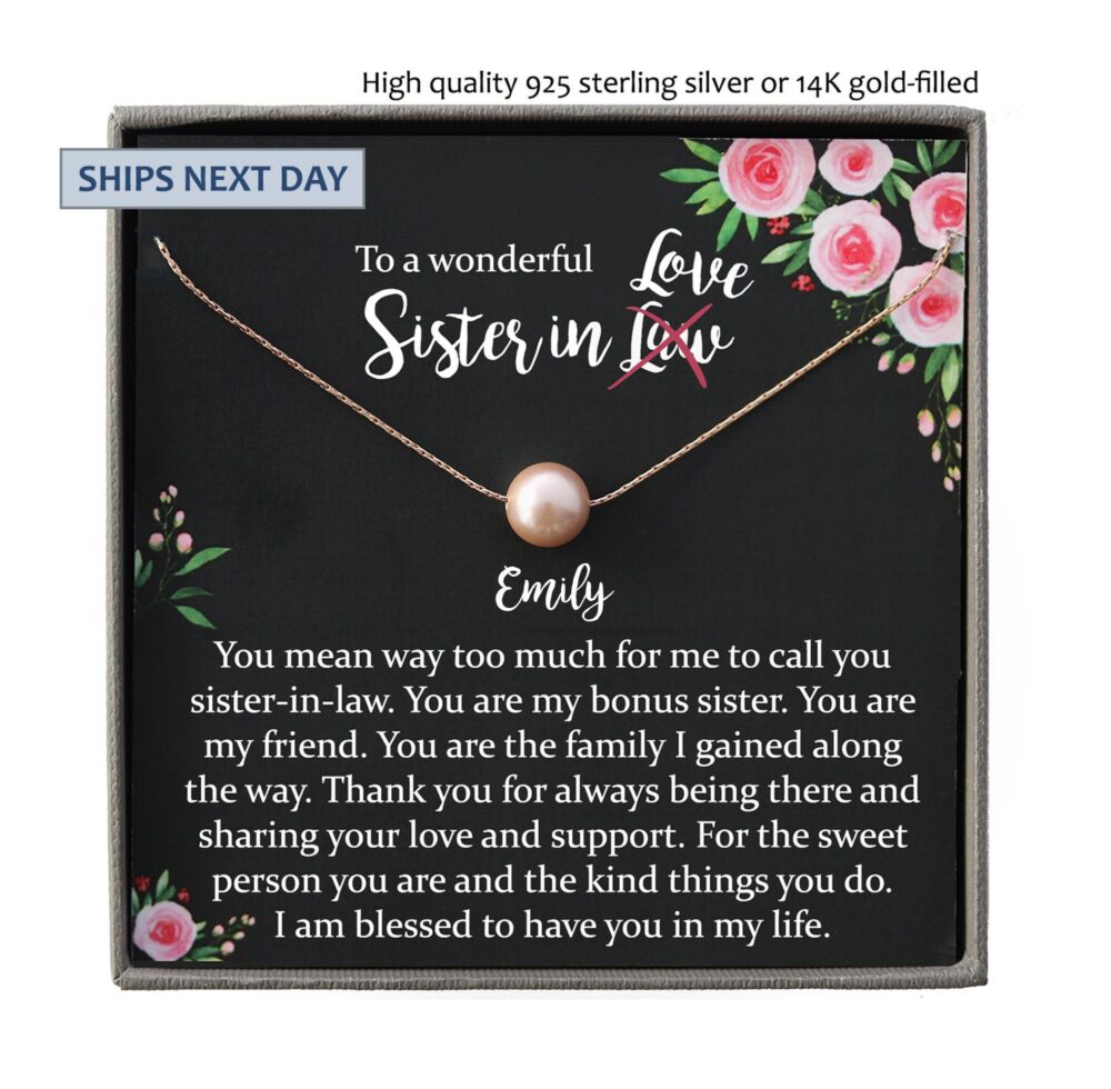 Sister in Law Necklace Sister-In-Law Birthday Gift For From Bride Best Sister Law Ever, Personalized Sil