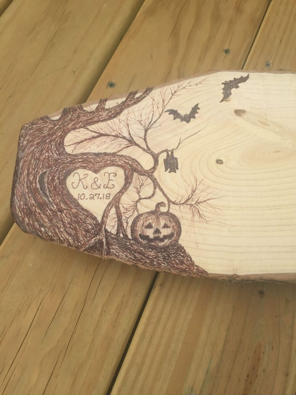Extra Large Halloween Wedding Guest Book - 24 Inch Rustic Wood Slice Personalized Unique Anniversary Reunion