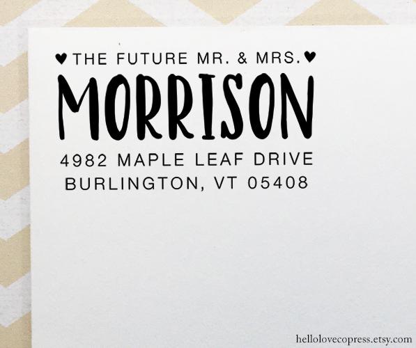 Personalized Wedding Address Stamp, Self Inking Or Wood, Save The Date