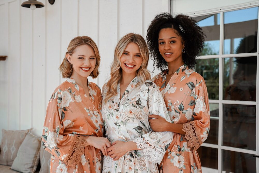 Bridesmaid Robes| Gifts For Her| Proposal Gifts| Bridal Party Robes |Wedding | Bride Gift| Floral Lace Robe| | Desert Rose
