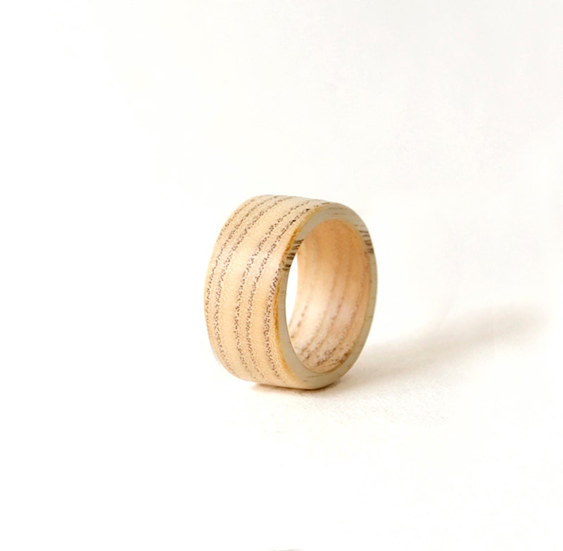 Maple Wood Ring, Wooden Wedding Band, White Engraved Initial Couples Bands, Promise Ring For Him, 10 Mm