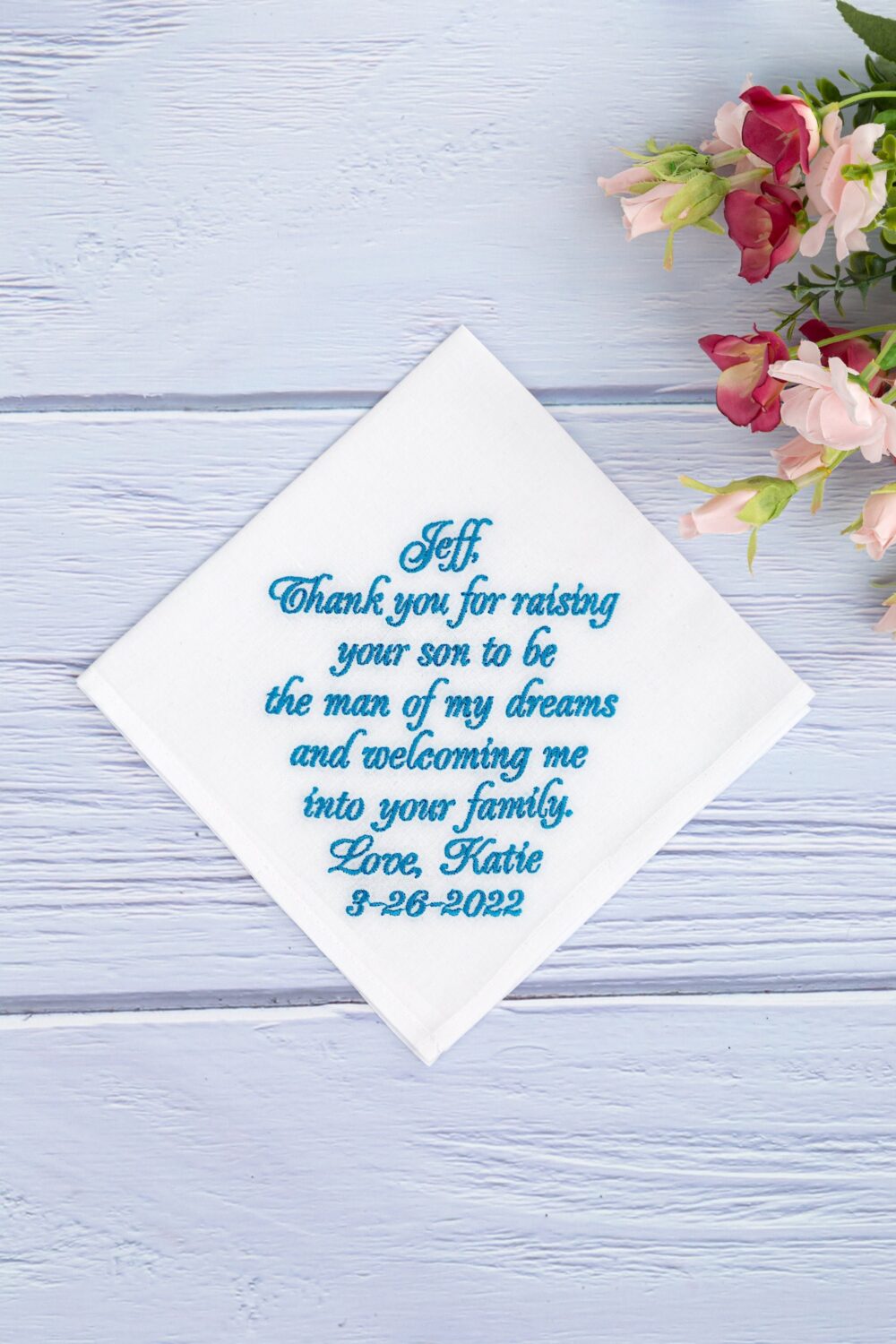 Father Of The Groom Gift Future Father in Law Hanky Wedding Handkerchief Embroidered Hankerchief Groom Dad From Bride Parents