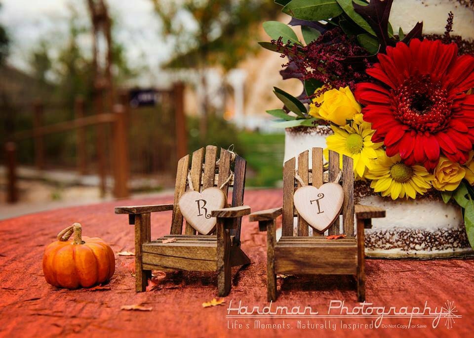 Fall Wedding Topper Set Pumpkin Chairs Fall Leaves Bride & Groom Personalized Autumn Barn Country Rustic Mr&mrs Sign Wood