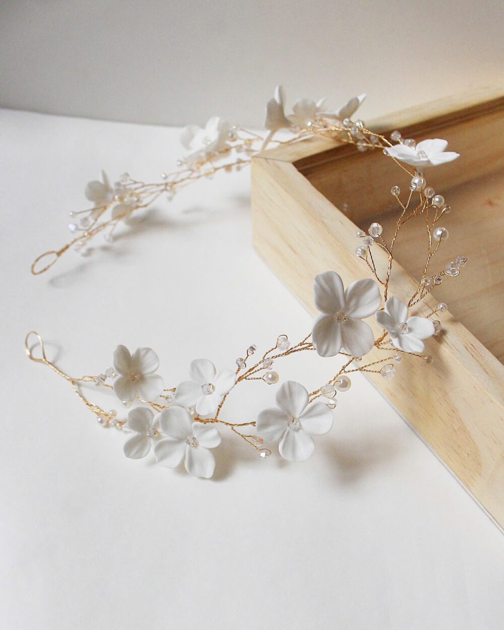 Clay Flower Wedding Hair Vine, Floral Bridal Accessory