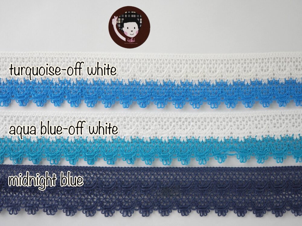 5 Yards 2" Blue Wide Lace, Lace Trim