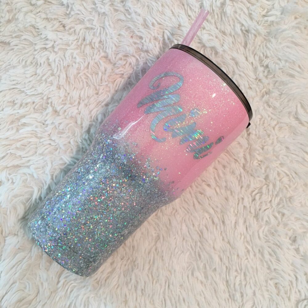 Glitter Stainless Chunky Ombre' Tumbler Personalized