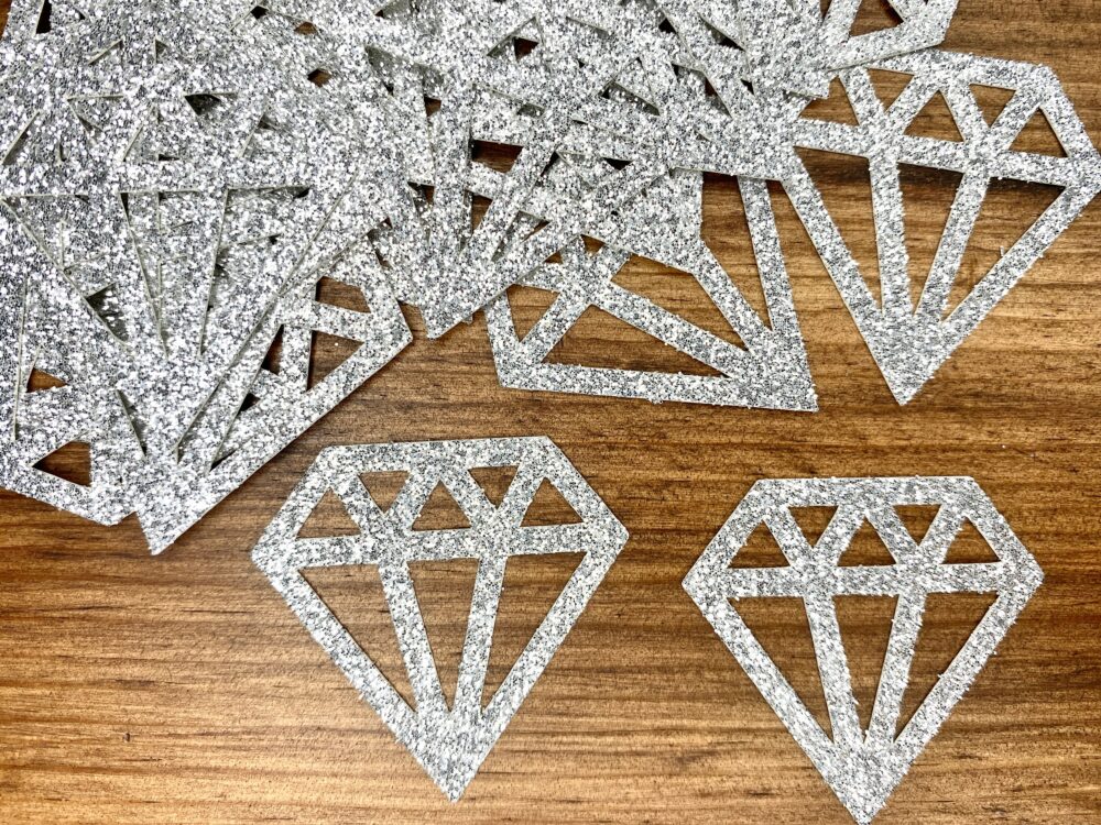 50 Diamond Confetti, Cut Out, Bridal Shower Decor, Engagement Party, Party Gold, Silver