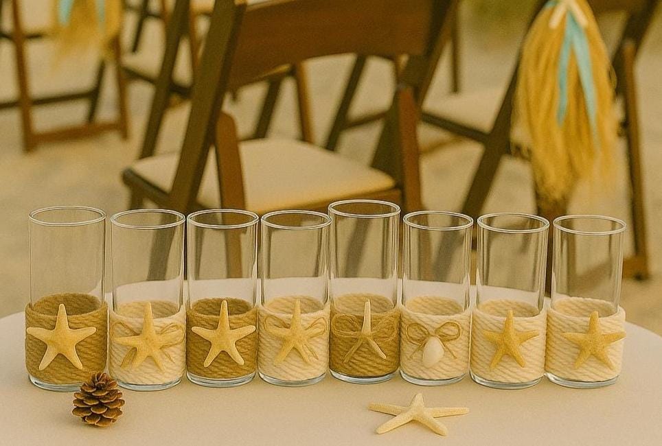 Beach House Decor, Wedding Centerpiece, Table Candle Holder, Coastal Nautical Party