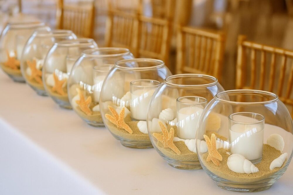 Set Of 6 Wedding Decor, Beach Decor, Wedding Decoration, Summer Wedding, Candle Holder, Aisle Decoration, Beach Wedding, Rustic Wedding Decor, Decor