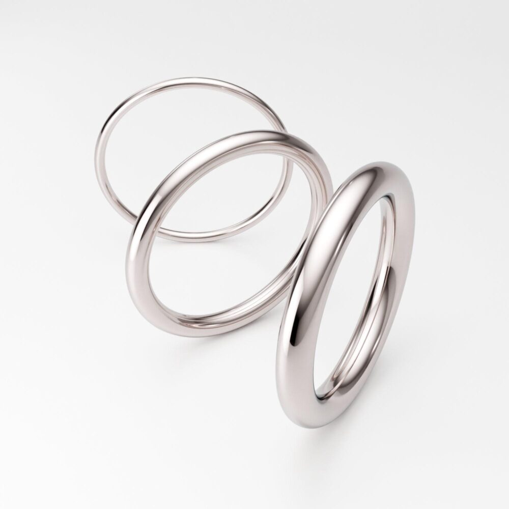 14K White Gold Band Full Round 1mm 1.25mm 1.6mm 1.8mm 2mm 2.9mm Minimal Simple Plain Wedding Ring