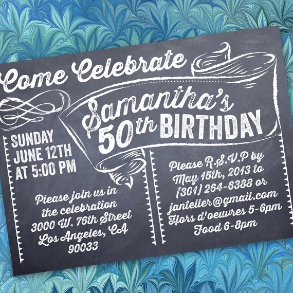 Birthday Party Invitations, 50Th Chalkboard Ideas, In209