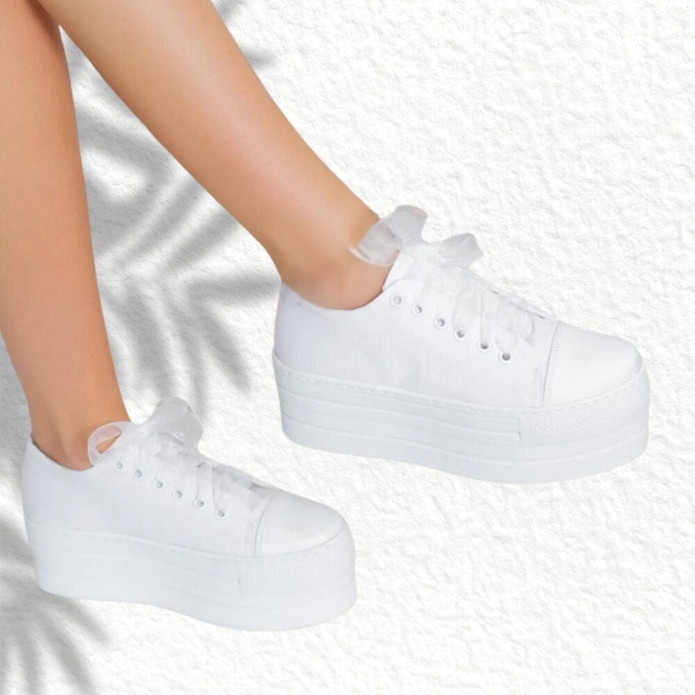 White Linen Platform Bridal Bride Sneakers Wedding Converse Shoes