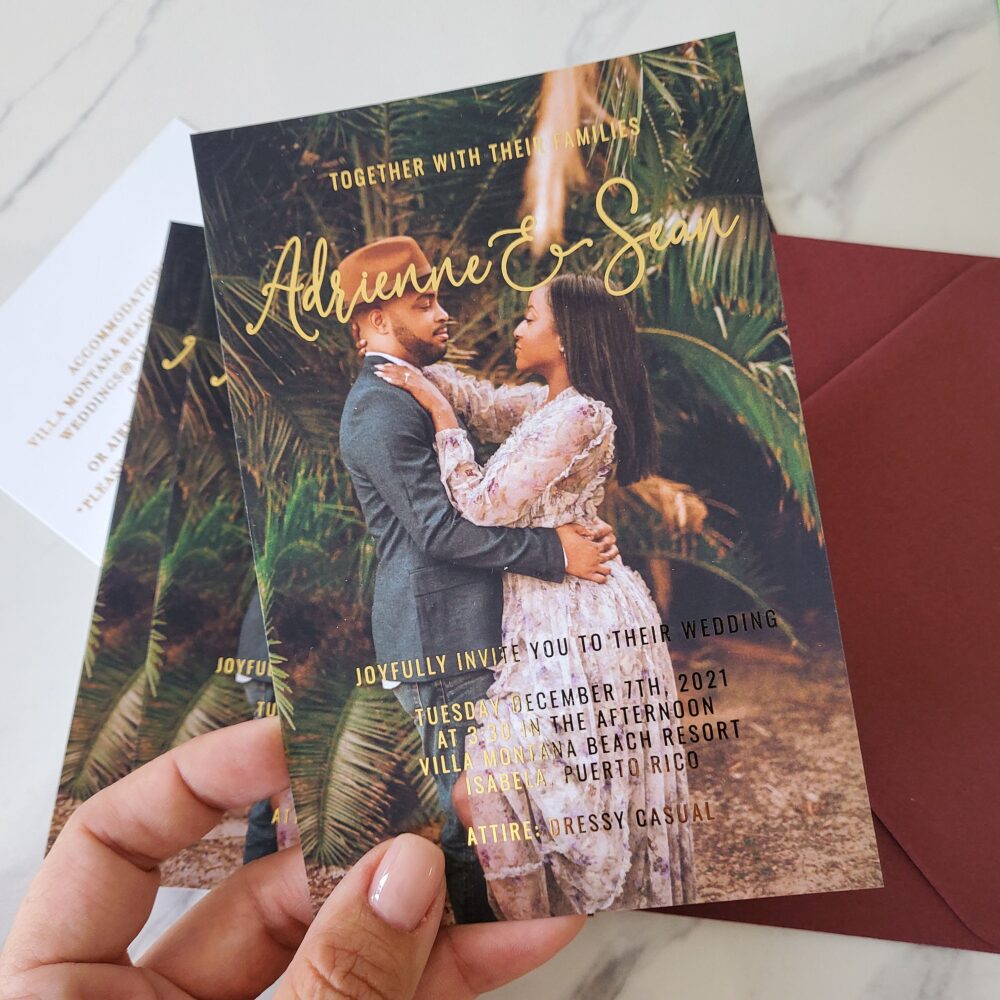 Photo Wedding Invitations Gold Foil, Custom Picture Invites