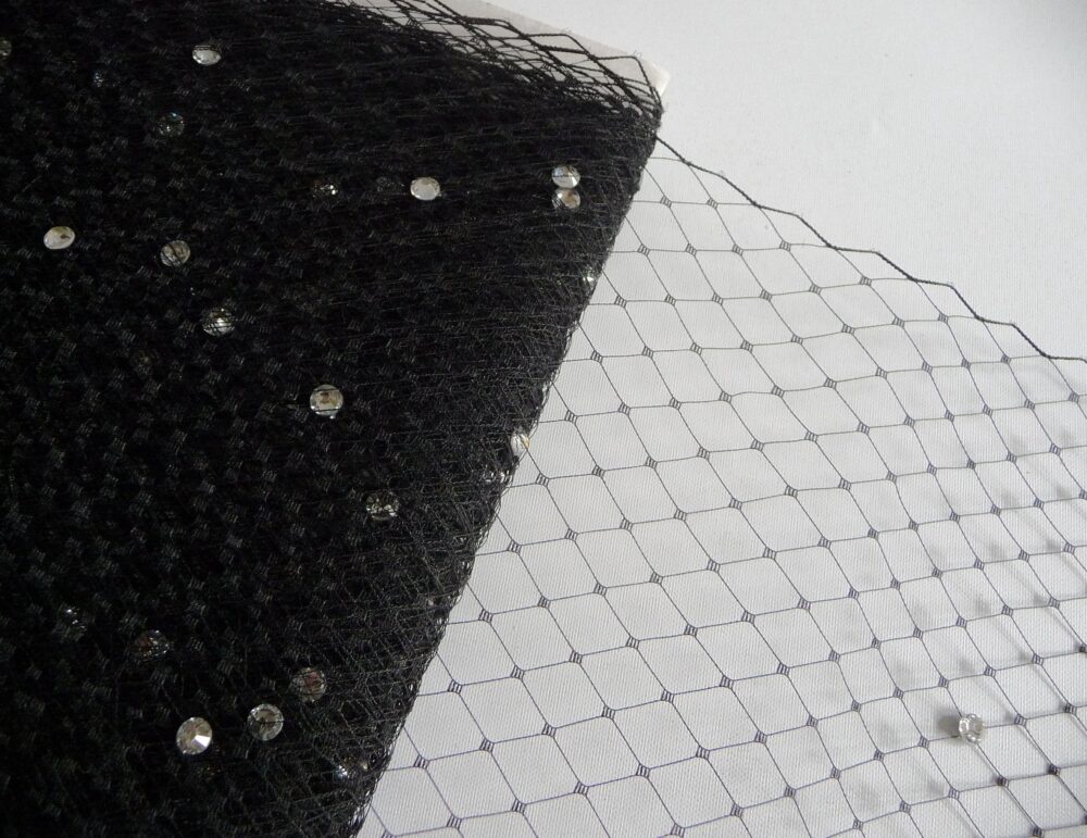 Black Veiling With Rhinestones Millinery Supply 9 Inch Birdcage Russian French Netting Diy Veils Blushers Costumes