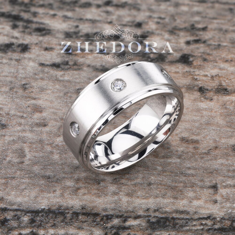 Mens Diamond Wedding Band | Anniversary Gift For Him Eternity Promise Ring Solid Gold Him|Diamond Men