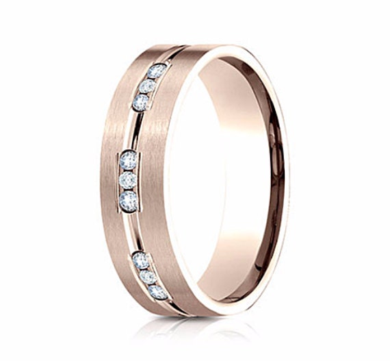 Mens Diamond Wedding Band, Band Rose Gold, Wedding Mens Gold Men