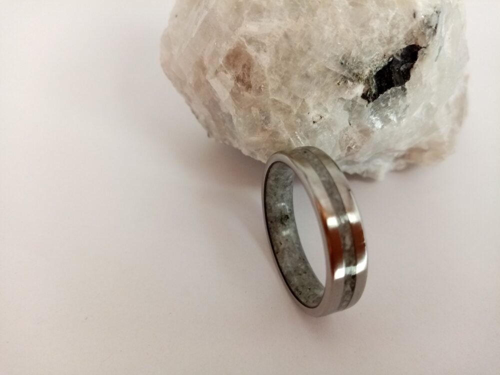 Handmade Titanium Moonstone Ring - Mens Wedding Band