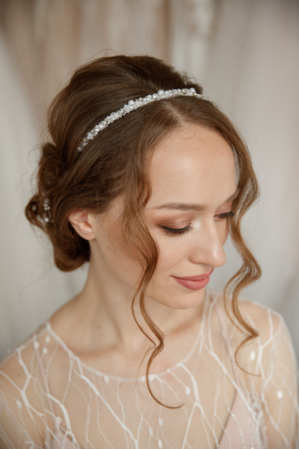 Pearl Bridal Headband, Boho Wedding Hair Piece, Bridesmaid Headpiece