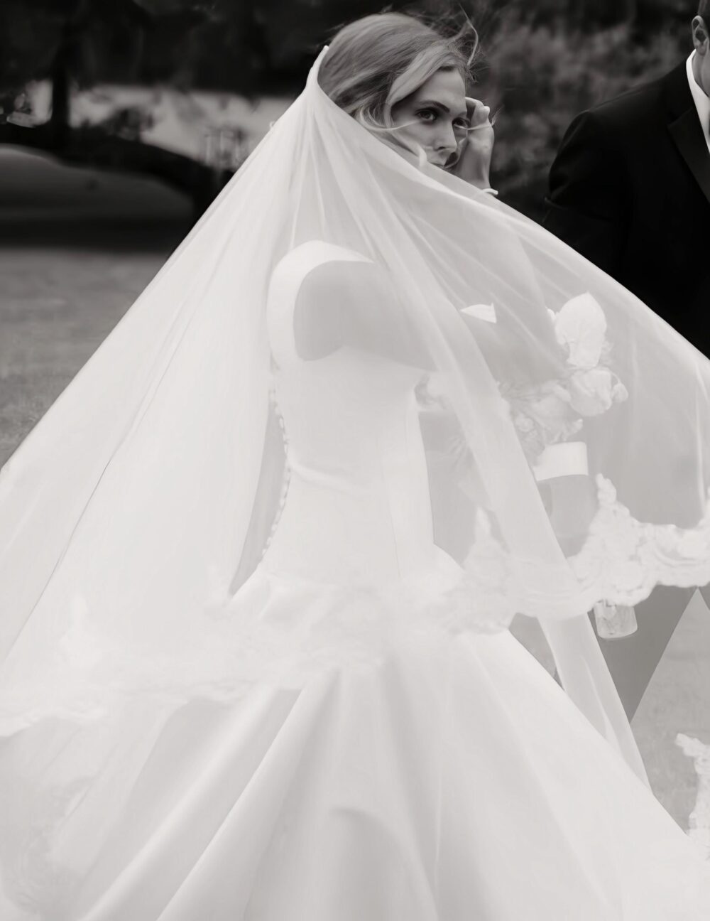 Two Tiered Veil With Lace Trim All Around, Blusher, Royal Veil, Custom Wedding