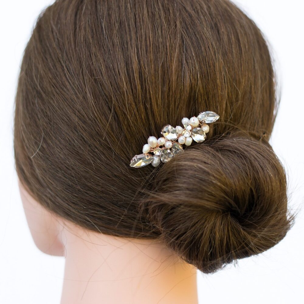 Pearl & Rhinestone Wedding Hair Comb Vintage Bridal Hairpiece