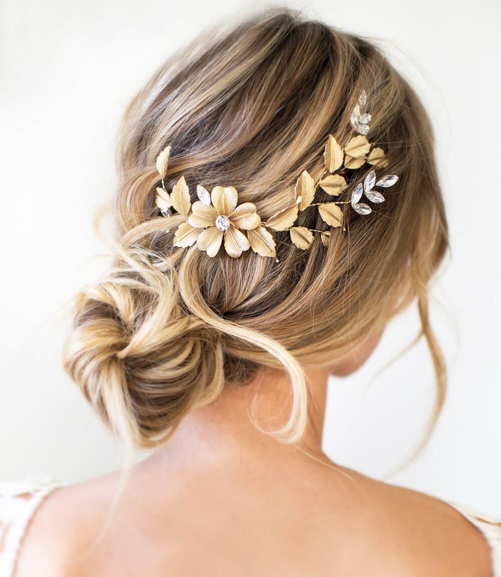 Boho Wedding Headpiece Hair Vine Comb, Vintage Antique Style Flower Leaf Accessory - "April'