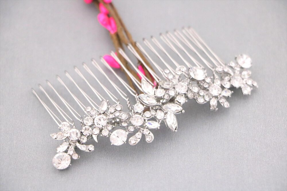 Rhinestone Wedding Hair Comb, Silver Bridal Headpiece Hair Accessories Gold Veil Comb Rose Gold Clip Jewelry