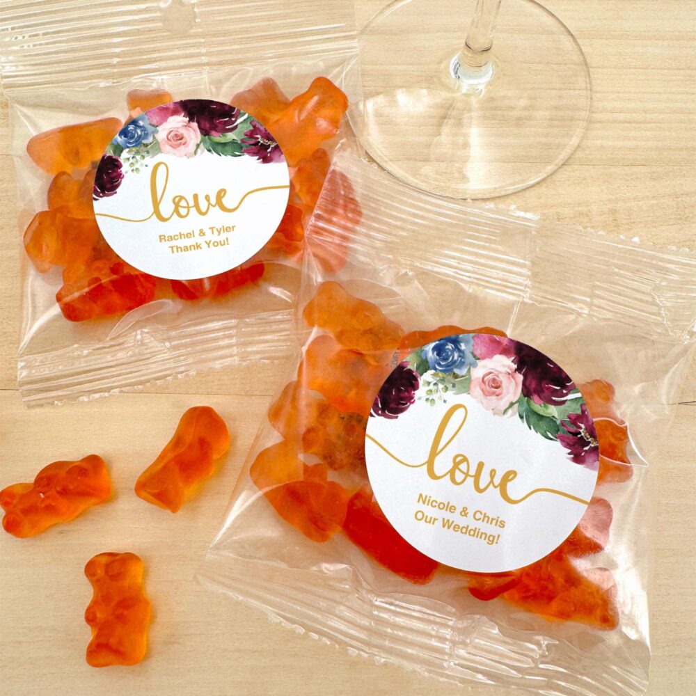 Gummy Bear Wedding Favors, Personalized Favors For Guests, Bridal Shower Party Champagne Flavored - Set Of 20