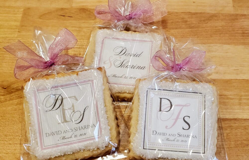 Champagne & Blush Wedding Cookie Favors 1 Dozen