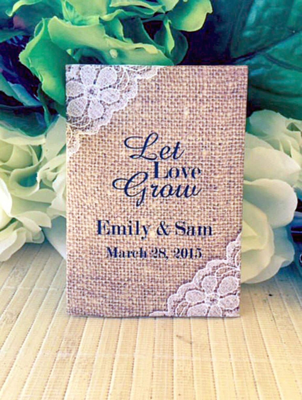 Custom Seed Packet Wedding Favors Burlap & Lace Design